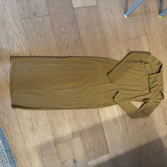AG Adriano Goldschmied Women’s Tan Ribbed Cotton Turtleneck Midi Dress Small m5 - Picture 3 of 5